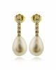Hanging Earrings with Pink Freshwater Pearls and Diamonds in 18k Gold 