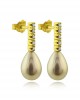 Hanging Earrings with Pink Freshwater Pearls and Diamonds in 18k Gold 