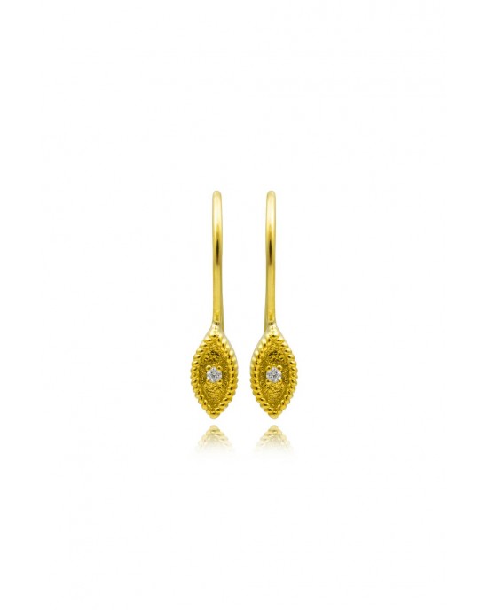 Βυζαντινά σκουλαρίκια "Μάτι" από Χρυσό Κ18 με διαμάντια