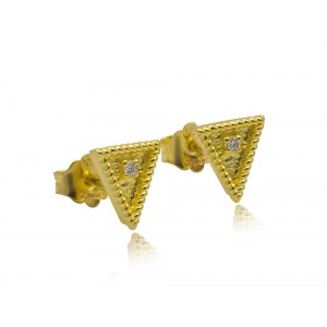  Byzantine triangle earrings with diamonds in 18K gold