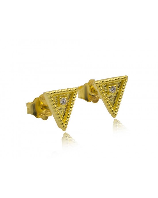  Byzantine triangle earrings with diamonds in 18K gold