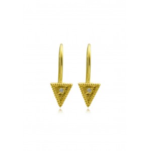Βυζαντινά σκουλαρίκια "Τριγωνάκια" με διαμάντια από χρυσό Κ18 