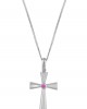 Byzantine cross with CZ and sapphire or ruby in 14K white gold 