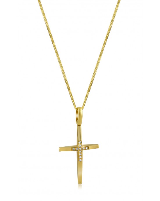 Cross with CZ in 14K gold