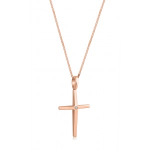 Cross with diamond in 14k rose gold Cross with diamond in 14k rose gold