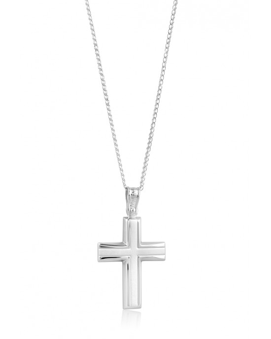Ανδρικός βαπτιστικός σταυρός από λευκόχρυσο Κ14