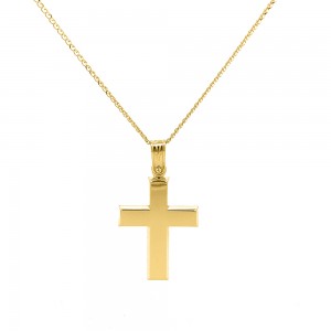 Βαπτιστικός σταυρός δύο όψεων από χρυσό Κ14