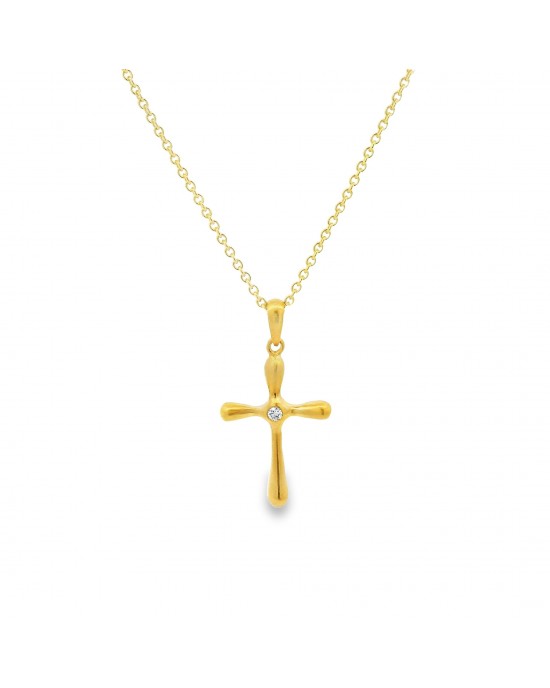 Byzantine cross with diamond in 18K gold - Luxurious jewelry Byzantine cross with diamond in 18K gold - Refined Byzantine design