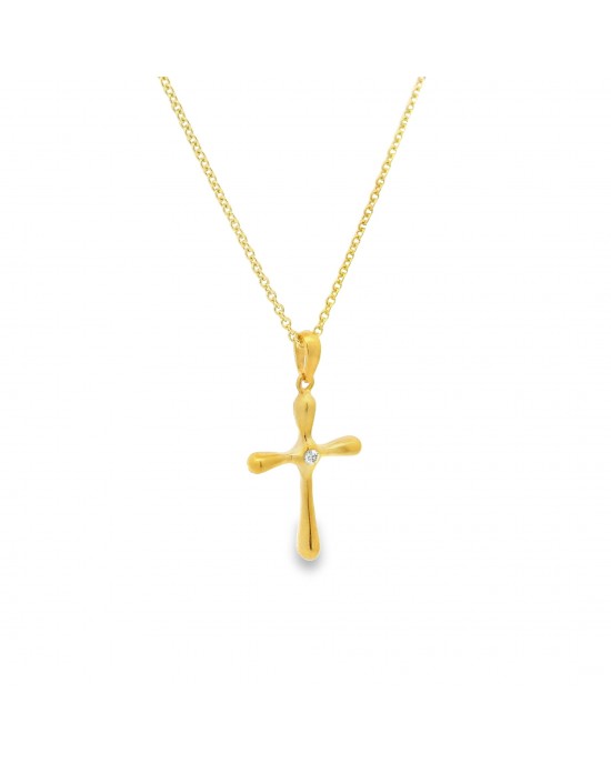 Byzantine cross with diamond in 18K gold - Luxurious jewelry Byzantine cross with diamond in 18K gold - Refined Byzantine design