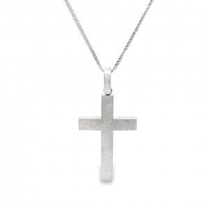 Μen's cross in 14k white gold