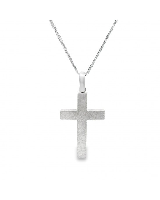 Μen's cross in 14k white gold