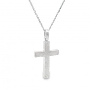 Μen's cross in 14k white gold