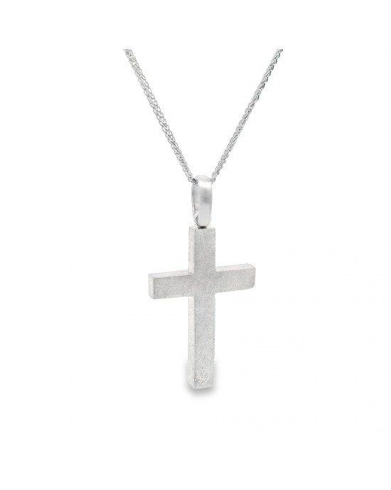Μen's cross in 14k white gold