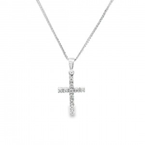 Cross with diamonds in 18K white gold 