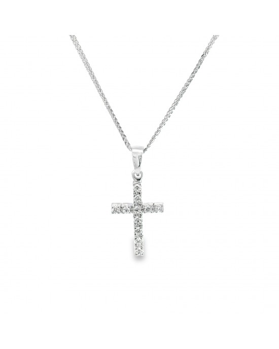 Cross with diamonds in 18K white gold  Cross with diamonds in 18K white gold