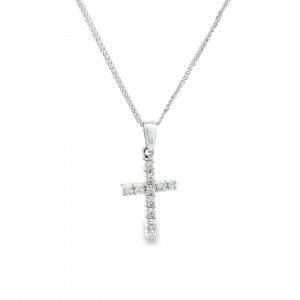 Cross with diamonds in 18K white gold  Cross with diamonds in 18K white gold