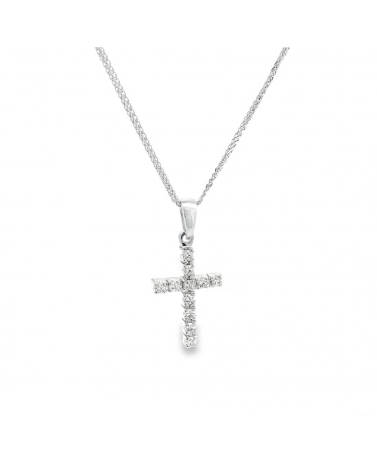 Cross with diamonds in 18K white gold  Cross with diamonds in 18K white gold
