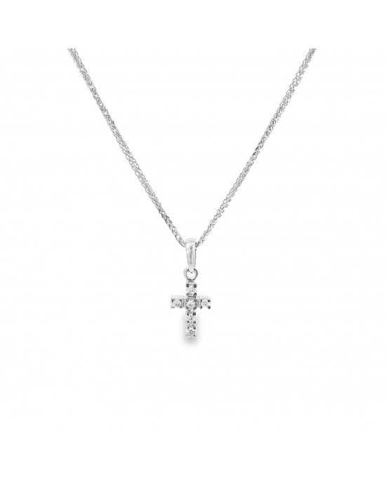 Cross with diamonds in 18K white gold  Cross with diamonds in 18K white gold