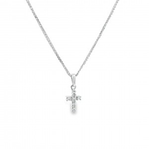 Cross with diamonds in 18K white gold  Cross with diamonds in 18K white gold