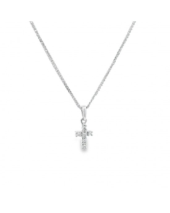 Cross with diamonds in 18K white gold  Cross with diamonds in 18K white gold