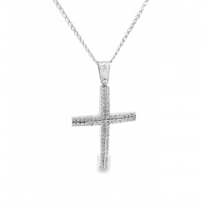Women's cross with CZ in 14K white gold Women's cross with CZ in 14K white gold