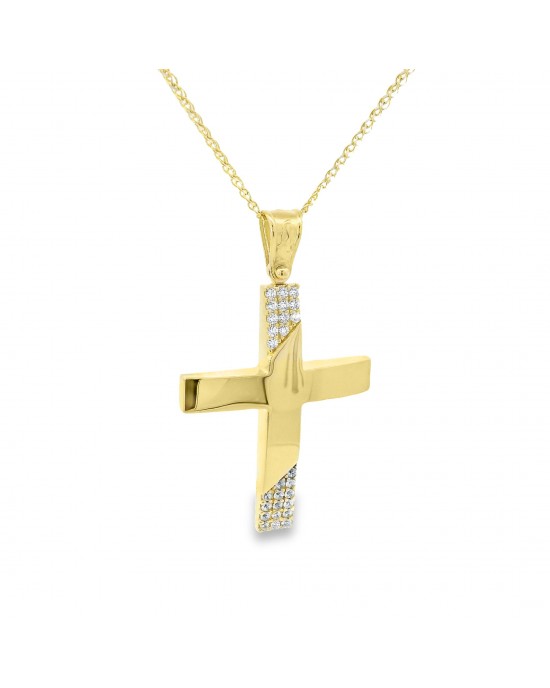  Σταυρός με ζιρκόν από χρυσό Κ14
