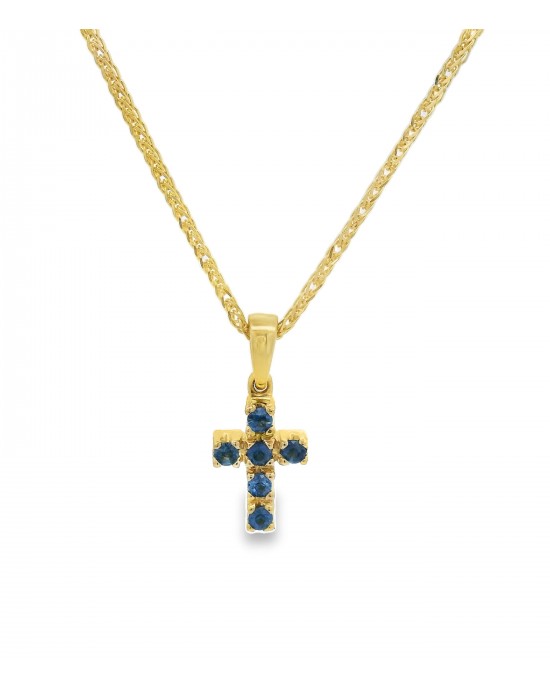 Blue sapphire cross in 18K gold 