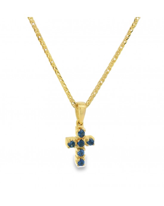 Blue sapphire cross in 18K gold 