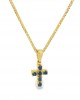 Blue sapphire cross in 18K gold 