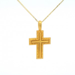 Gold cross with granulation in 14K gold