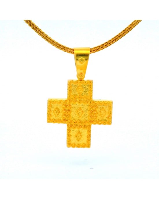 Βυζαντινός σταυρός ματ από επιχρυσωμένο ασήμι 925°