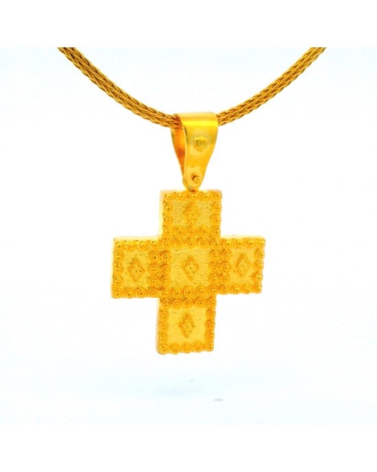 Βυζαντινός σταυρός ματ από επιχρυσωμένο ασήμι 925°