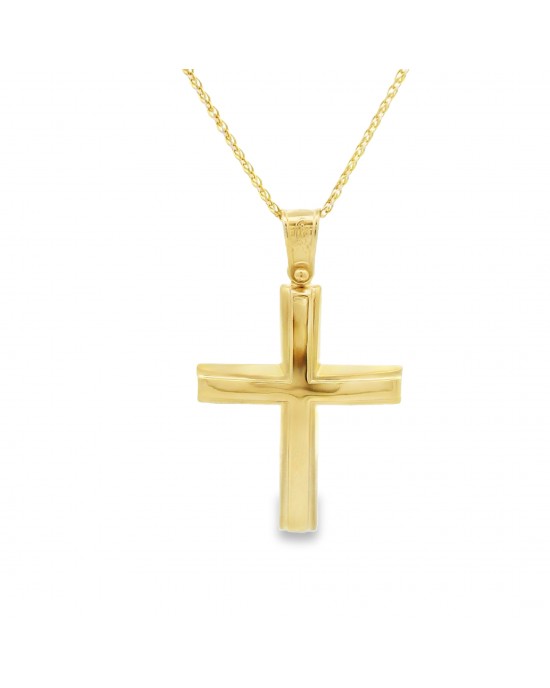 Ανδρικός βαπτιστικός σταυρός από χρυσό Κ14 - Κλασικό και διαχρονικό σχέδιο