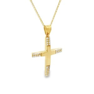 Women’s cross with cubic zirconia in 14K gold