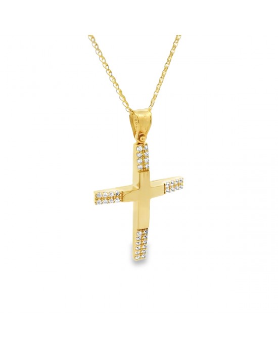 Women’s cross with cubic zirconia in 14K gold