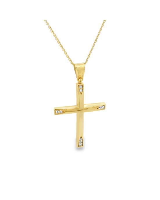 Βαπτιστικός σταυρός με ζιρκόν από χρυσό Κ14