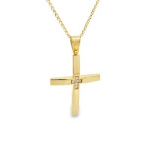 Women’s cross with cubic zirconia in 14K gold