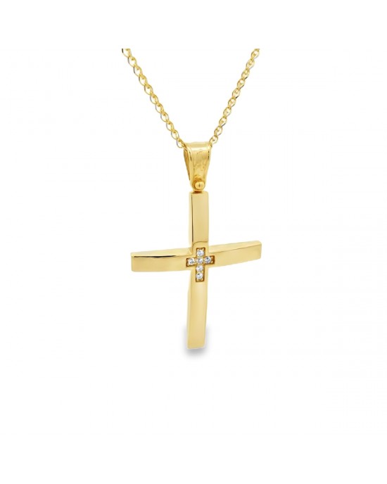 Women’s cross with cubic zirconia in 14K gold