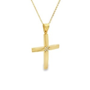 Women’s cross with cubic zirconia in 14K gold