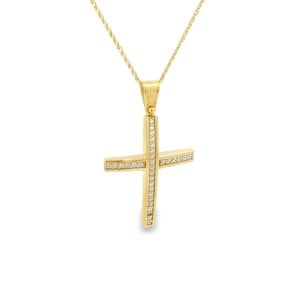 Βαπτιστικός σταυρός με ζιρκόν από χρυσό Κ14