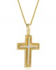 Δίχρωμος ανδρικός σταυρός από χρυσό Κ14 και αλυσίδα