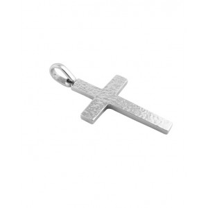  Βαπτιστικός σταυρός από λευκόχρυσο Κ14 και αλυσίδα 