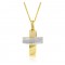 Two-toned baptism cross and chain in 14K gold
