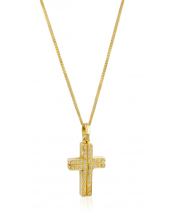 Pavé cross with diamonds in 18k  gold