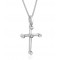 Σταυρός με ζιργκόν από λευκόχρυσο Κ14 και αλυσίδα