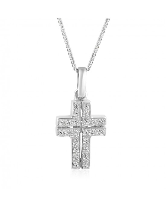 Pave cross with CZ in 14k white gold 