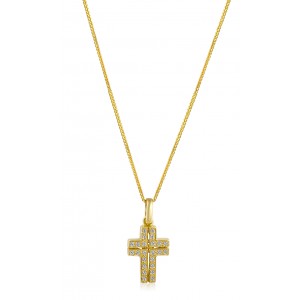 Pave cross with CZ in 14k gold and chain  Pave cross with CZ in 14k gold and chain