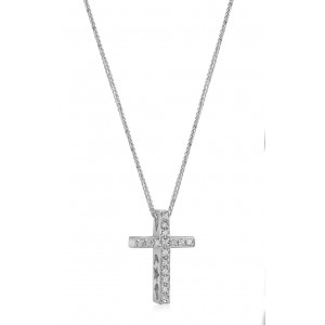 Cross with CZ in 14K white gold 