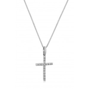 Cross with CZ in 14K white gold and chain Cross with CZ in 14K white gold and chain