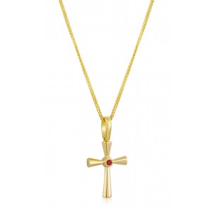 Byzantine cross with diamond and sapphire or ruby in 18K gold  Byzantine cross with diamond and sapphire or ruby in 18K gold